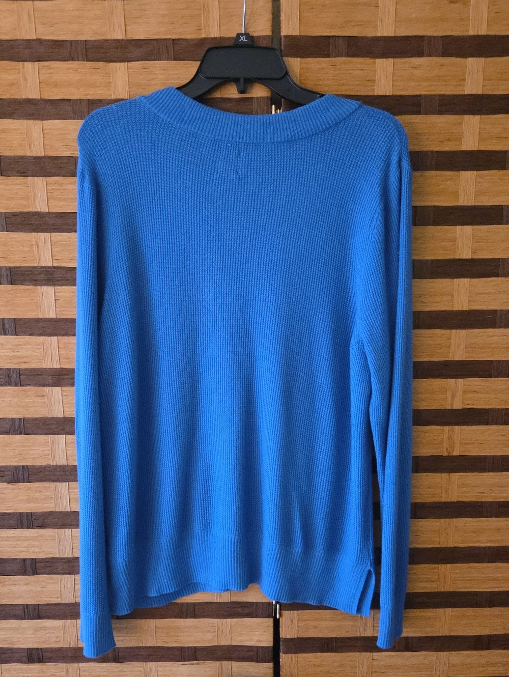 NWT! NIC+ZOE Bright Blue V-Neck Waffle Sweater $138 Msrp - Picture 5 of 9